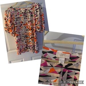 LOFT Multicolor Geometric Blouse
